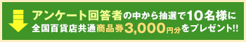 �A���P�[�g�񓚎҂̒����璊�I��10���l�ɑS���S�ݓX���ʏ��i��3,000�~�����v���[���g�I�I